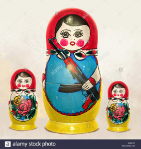 russian-nesting-dolls-nervously-watching-large-doll-holding-machine-gun-XA6HYE.jpg