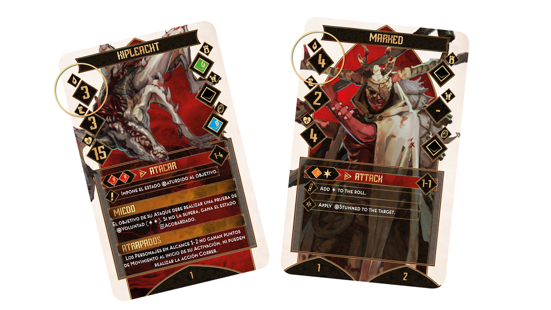 Enemy initiative cards in Warcrow Adventures
