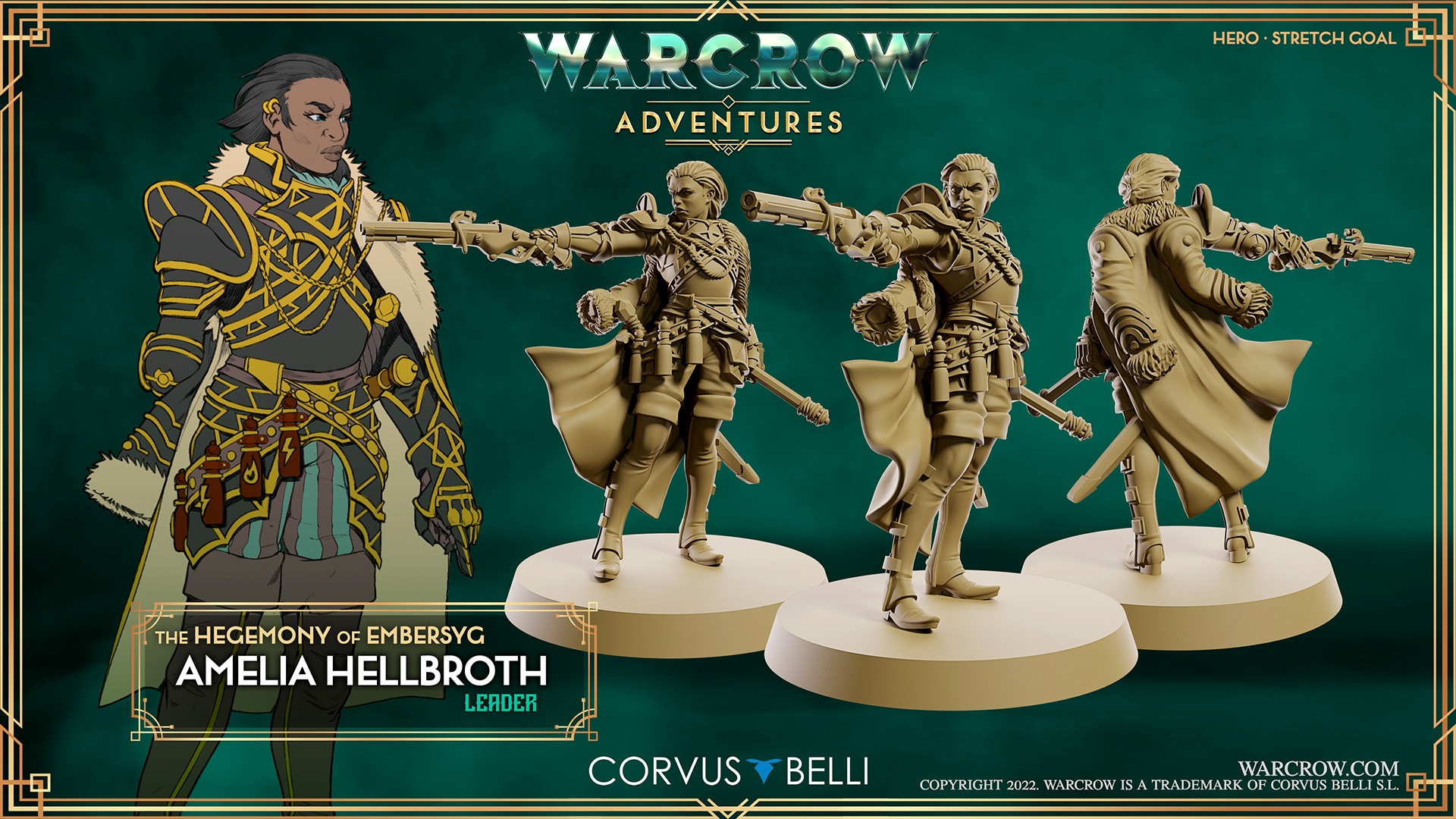 Amelia Hellbroth - Characters Warcrow Adventures - Render