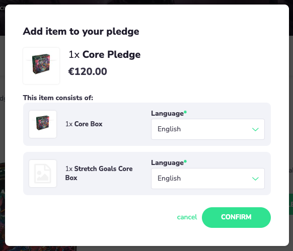 Warcrow Adventures Pledge Manager- Add item to your plege