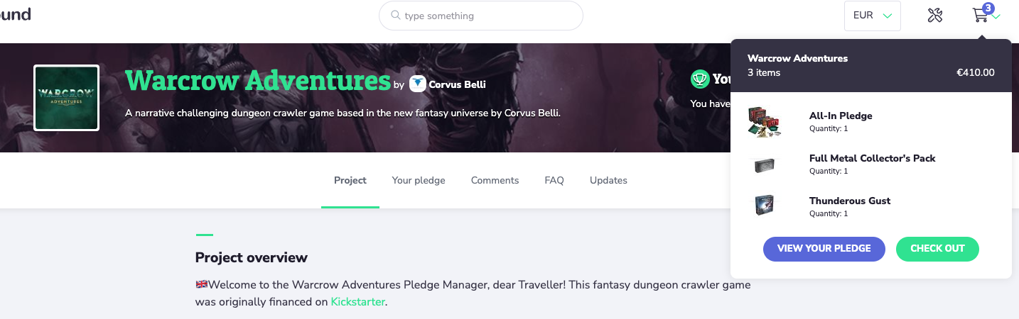 Warcrow Adventures Pledge Manager - Items